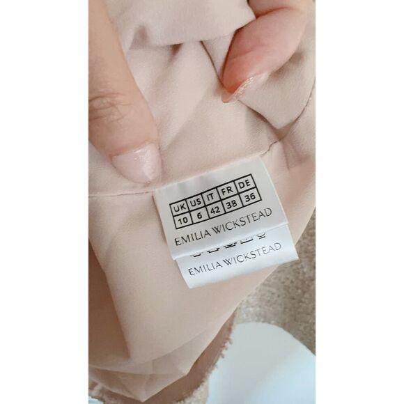 Emilia Wickstead DENVER DRESS IN BEIGE AND SILVER JACQUARD TWEED US6 - Picture 10 of 12